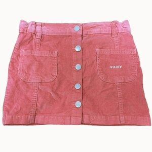 DKNY Girls Mauve Pink Corduroy Button Front Skirt Size 8
